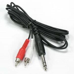 Cable de audio macho estéreo macho a 2-RCA de 6 ft TRS 1/4 - Imagen 1 de 1