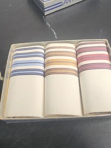 Van Heusen Herren Taschentuch Cotten einfarbig gestreift (3er Pack) - Bild 1 von 3