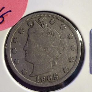 1905 (P) Liberty V Nickel, sehr guter Zustand (sehr guter Zustand) alte Sammlermünze #VG0501 - Bild 1 von 4