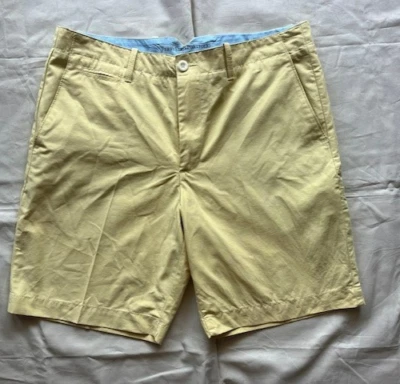 Pantalones Cortos Portafolio Perry Ellis Hombres Talla 34W Amarillo Algodón/Nylon Frente Plano Informales Foto 1 de 4