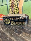 VINTAGE C. 1880 AMERICANA MASONS CHALLENGE BLACKING WOODEN CRATE CARRIER SIGN