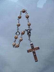 Rosenkranz f Auto-Spiegel Holz Autorosenkranz Rückspiegel 10er mFr. hell/nat - Bild 1 von 1