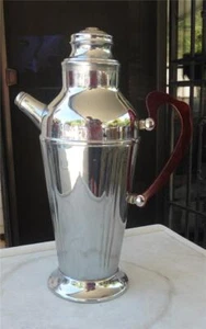 Jarra coctelera vintage Art Deco de acero inoxidable cromado mango de baquelita roja - Imagen 1 de 8