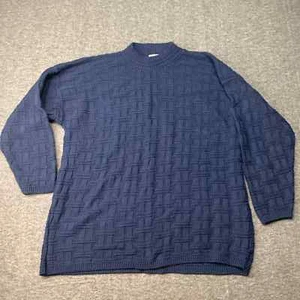 Vintage Spunky Shirt Herren Large Pullover Blau Zopfmuster 90er Freizeit Kuschelig - Bild 1 von 9