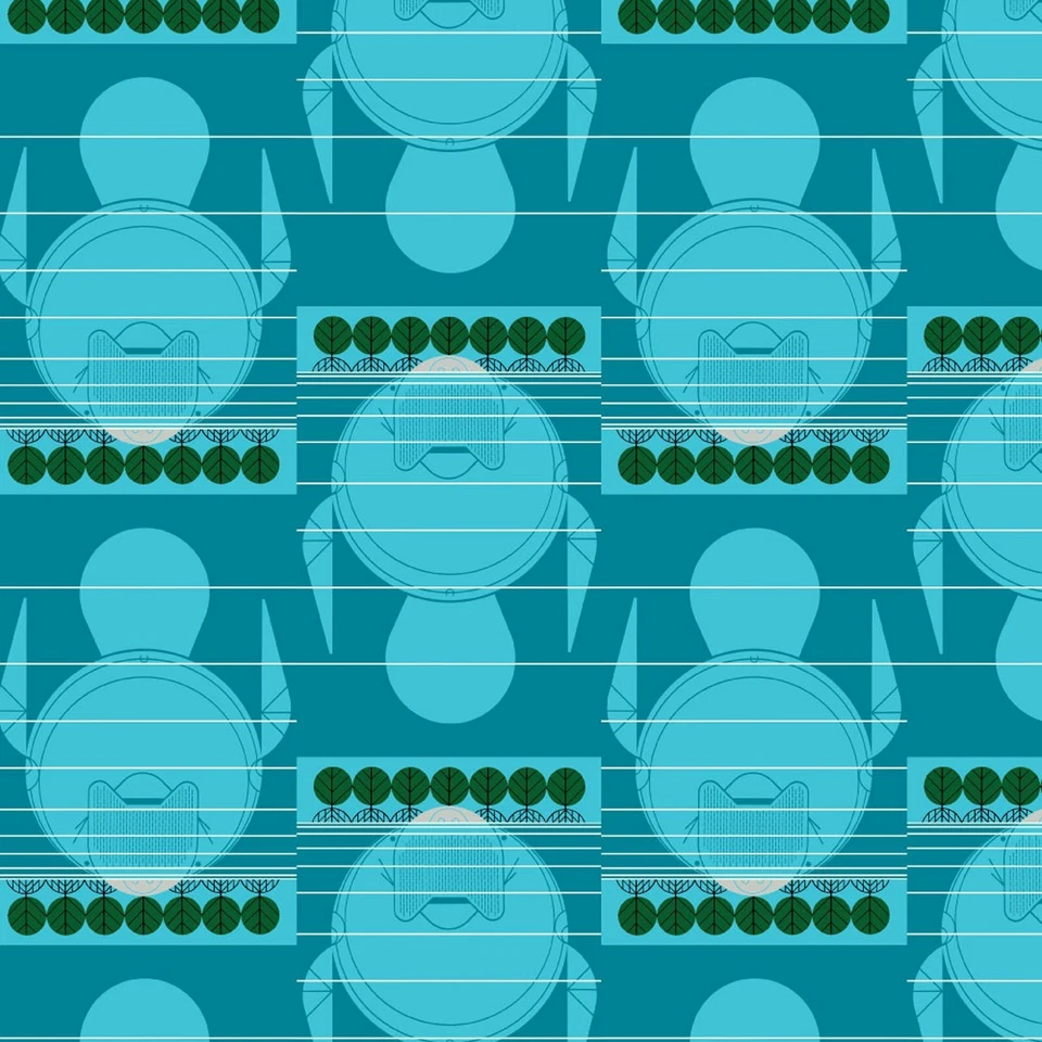 Coastal Manatee Charley Harper BTY x 42w Organic Cotton Poplin GOTS Certified  - Image 1 of 1