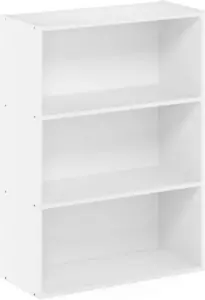 Librería Pasir de 3 niveles con estante abierto, blanca lisa - Imagen 1 de 9