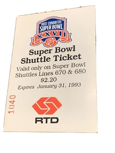1995 Super Bowl XXVII Rose Bowl Shuttle Ticket Buffalo Bills V Dallas Cowboys - Picture 1 of 3