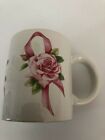 Vintage Breast Cancer Awareness Mug Coffee White Pink Rose Ribbon Tea Avon