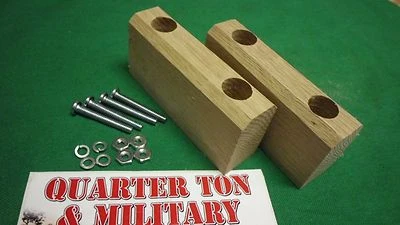 Hood Blocks 适合吉普车 Willys CJ2A CJ3A 美国佐治亚州白橡木制造 — 第 1/4 张图片