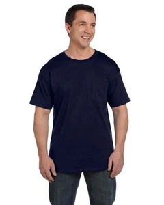 Hanes Mens Pocket T-Shirt 100% Heavy Cotton 6.1 oz Beefy Tee S-XL 5190P - Picture 1 of 24