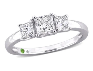 1.00 Carat (ctw VS1-VS2, G-H) Lab-Grown Diamond Three Stone Ring in 14K White Go - Picture 1 of 5