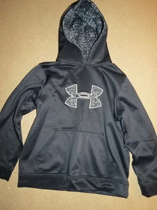 VGC Under Armour Big Logo UA black hooded sweatshirt - youth L - Picture 1 of 1