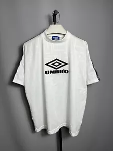 Mens Vintage Umbro 90s Neon White Spell-out Logo Short Sleeve T-Shirt Sz L - Picture 1 of 8