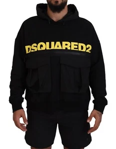 DSQUARED2 Sweater Black Cotton Hooded Printed Pullover IT48/US38/M 600usd - Picture 1 of 11