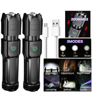 Linterna LED 90000LM Zoom Super Brillante Antorcha USB Recargable - Imagen 1 de 10