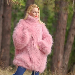 SuperTanya Suéter Rosa Difuso Cable Mohair Cepillado Jersey, Listo para Enviar, XXL - Imagen 1 de 7