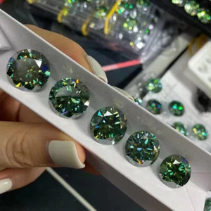 3,0 ~ 12 mm Cyanblau rund geschnitten lockerer Moissanitstein mit GRA-Zertifikat - Bild 1 von 8