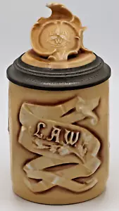 L.A.W. High Wheel Bicycle by Schierholz German Character 1/2L Beer Stein Antique - Picture 1 of 8