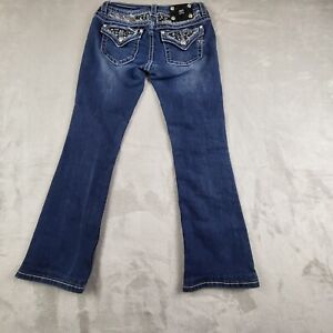 Miss Me Bootcut Jeans Size 28 Blue Denim Embellished Gems Low Rise 5 Pocket