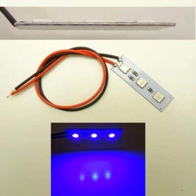 Blau LED 5050 Alu-Platine 0,8x11,8mm verkabelt 9-12V C5001