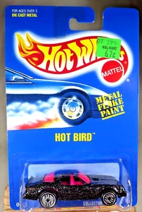 1991 Hot Wheels Blue Card #178 HOT BIRD Black w/Pink-Interior w/Chrome UH Spokes - Picture 1 of 5
