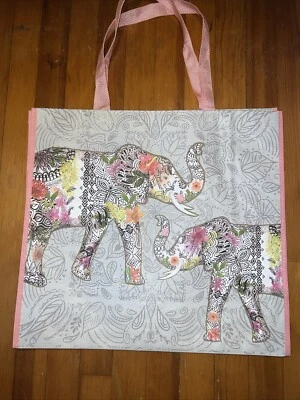 TJMAXX NEW T J Maxx Shopping Bag Elephant Reusable Tote Bag Colorful Floral🌸Paisley