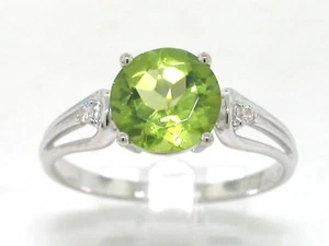 Peridot Ring 585 Weißgold 14Kt Gold natürlicher Peridot  2 Brillanten - Bild 1 von 4