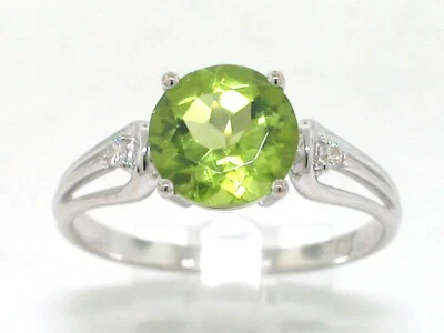 Peridot Ring 585 Weißgold 14Kt Gold natürlicher Peridot  2 Brillanten - Bild 1 von 4