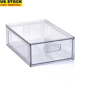 Clear Plastic Pull-Out Closet Drawer Stackable Storage Organizer Shoes Toys New - Picture 1 of 9