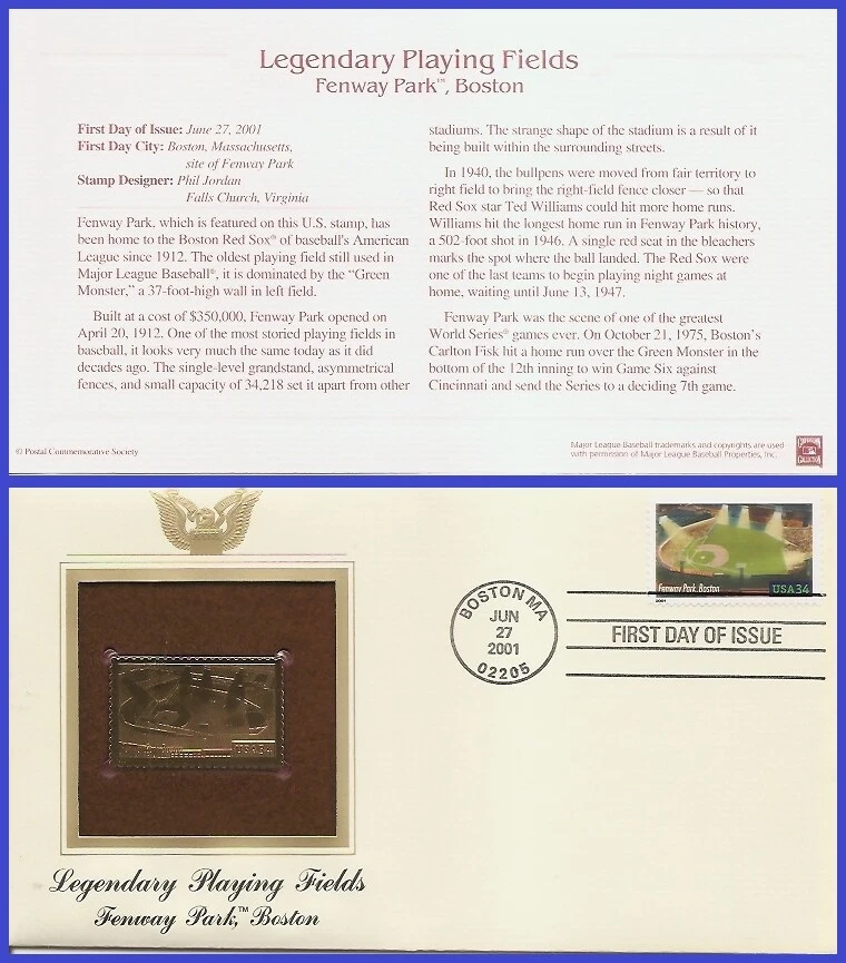 USA2 #3516 U/A GOLDEN REPLICA FDC   Baseball Fenway Park Boston - Image 1 of 1