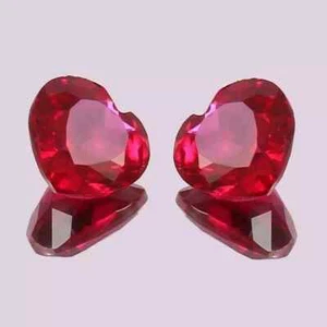 AAA Blood Red Mozambique 11X11 MM Pair Ruby Loose Heart Gemstone Cut Unheated - Picture 1 of 4