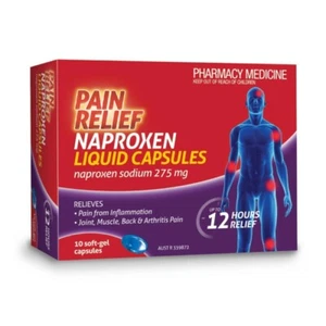 Mentholatum Pain Relief Naproxen 10 Liquid Capsules 12 Hours Inflammation Relief - Picture 1 of 1