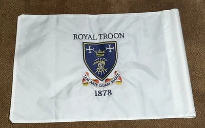 Bandera de Golf Royal Troon Escocia Bandera de Recuerdo Blanca NUEVA Foto 1 de 4