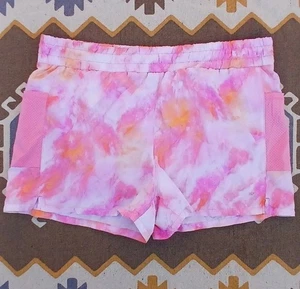 Xersion Tie-Dye Pink Orange Running Shorts Girls Size XL 18.5 P Lined Drawstring - Picture 1 of 5