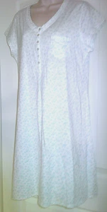 Eileen West blau Blumen Pima Baumwolle Pullover Nachthemd, SS, Knopfverschluss, gebraucht, in einwandfreiem Zustand - Bild 1 von 8