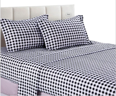 Hepburn Black Gingham Plaid 100% Cotton Sheet Twin Preppy Farmhouse Country - Image 1 of 4