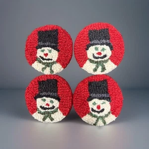 Chandler Wolle Weihnachten Hand Haken Schneemann Untersetzer 4er Set - Bild 1 von 4