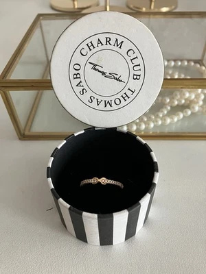 Thomas Sabo 925 Silber Ring Unendlichkeit Infinity Gr.60 vergoldet Glitzer - Bild 1 von 4