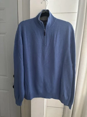 Club Room Estate Cashmere Sweater Mens XL Blue Quarter Zip Pullover Mock Neck - Image 1 of 4
