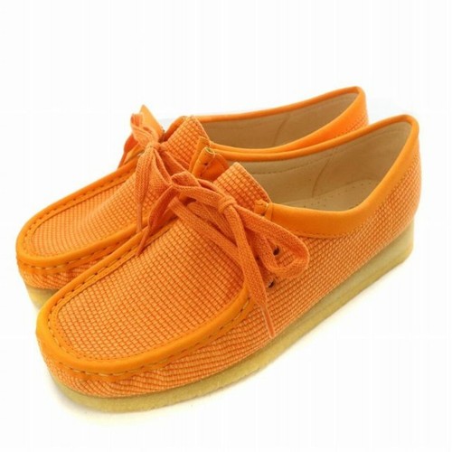 Scarpe mocassino Clarks Originals Wallabee tessuto arancione con scatola UK5 5 D 24 cm usate