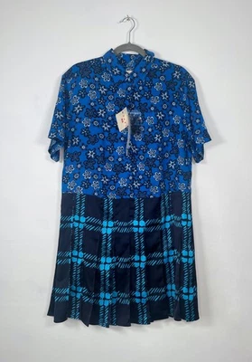 MARNI UNIQLO Blue Floral Linen Blend Pleated Dress Size XS BNWT - Image 1 of 4