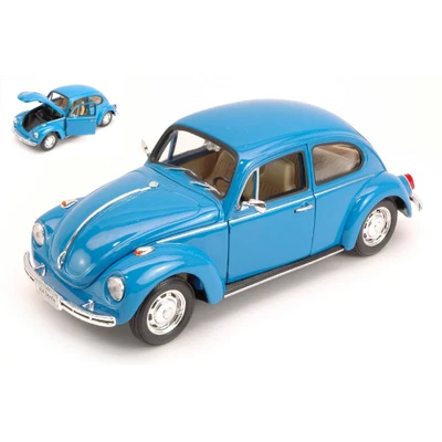 VW BEETLE 1968 BLUE 1:24 Welly Auto Stradali Modellino Nuovo - Immagine 1 di 3