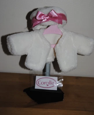 🤡Vetement Poupon Poupée COROLLE 36 Cm Veste  + Chapeau Blanc Ruban Rose - Photo 1/3