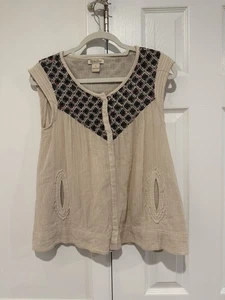 Lucky brand vintage Y2K early 2000’s embroidered tank pockets peasant Lagenlook - Picture 1 of 4
