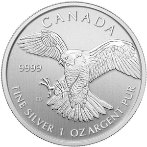 2014 1 oz Canadian Silver Peregrine Falcon Coin - Picture 1 of 2