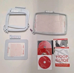 HUSQVARNA VIKING Lot Of 4 Embroidery Hoops 240x150 120x120 100x100 + Training CD - Picture 1 of 10