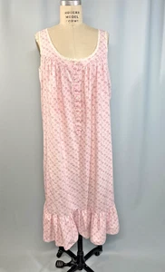 Camicia da notte vintage TAGLIA LARGE L rosa floreale camicia cotone anni 80 90 cottage - Foto 1 di 8