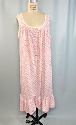 Camisón Vintage TALLA GRANDE L Rosa Floral Chemise Algodón Vestido Años 80 90 Casa Rural Foto 1 de 4