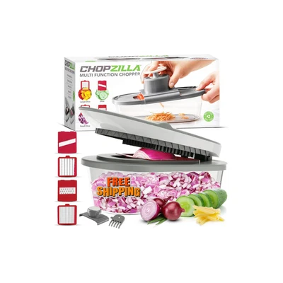 Chopzilla Mandoline Slicer Chopper Dicer Cheese Grater 4 Blades Veggie GRAY