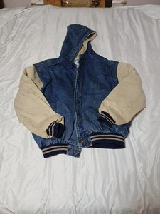 Vintage stained Today's News Denim Varsity Jacket Men's XL Hooded - Picture 1 of 16